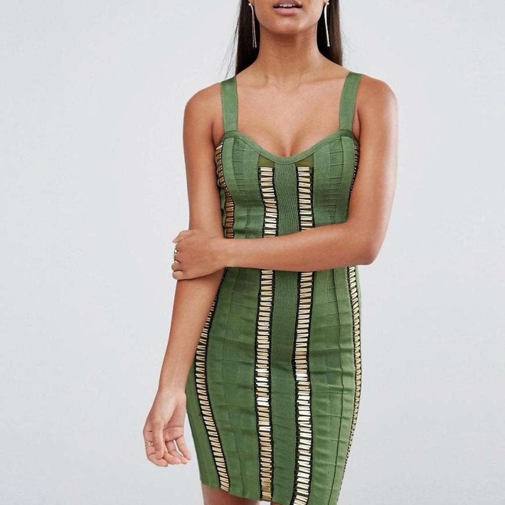 Brand New WOW Couture Bandage Dress with Gold Bars